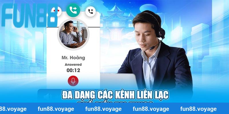 Đa dạng các kênh liên lạc phổ biến tại Fun88